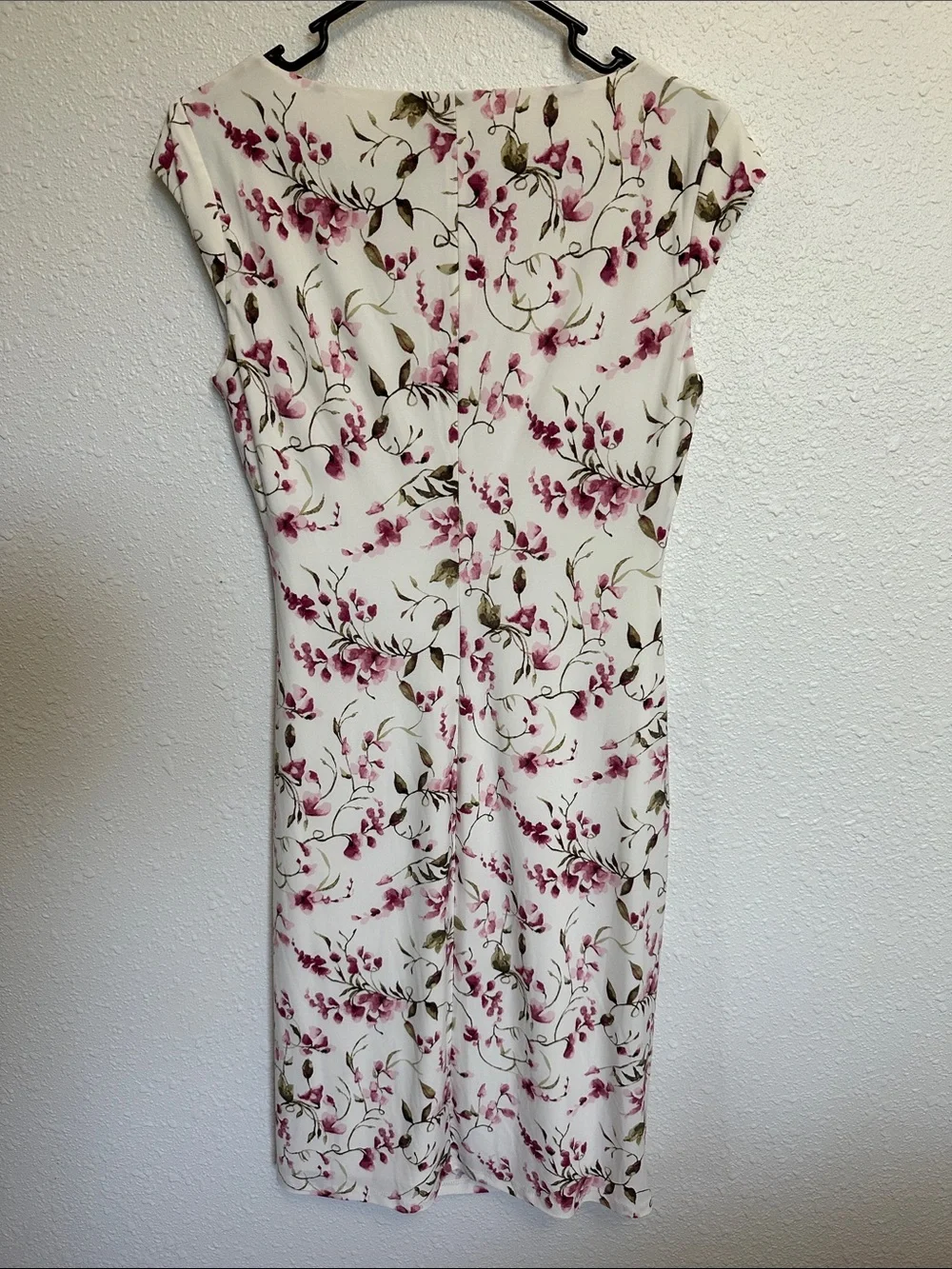Lauren Ralph Lauren Pink Floral Midi Dress in Cream Size 4 - Picture 6 of 10